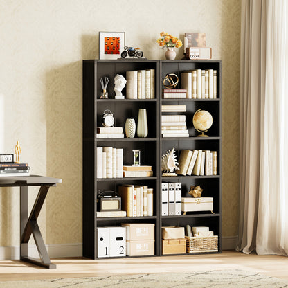 Casacomoda Tall Bookcase, Bookshelf, 5-Tier Display Storage Shelf, Space-Saving Bookshelf for Living Room, Bedroom, Home Office, Black