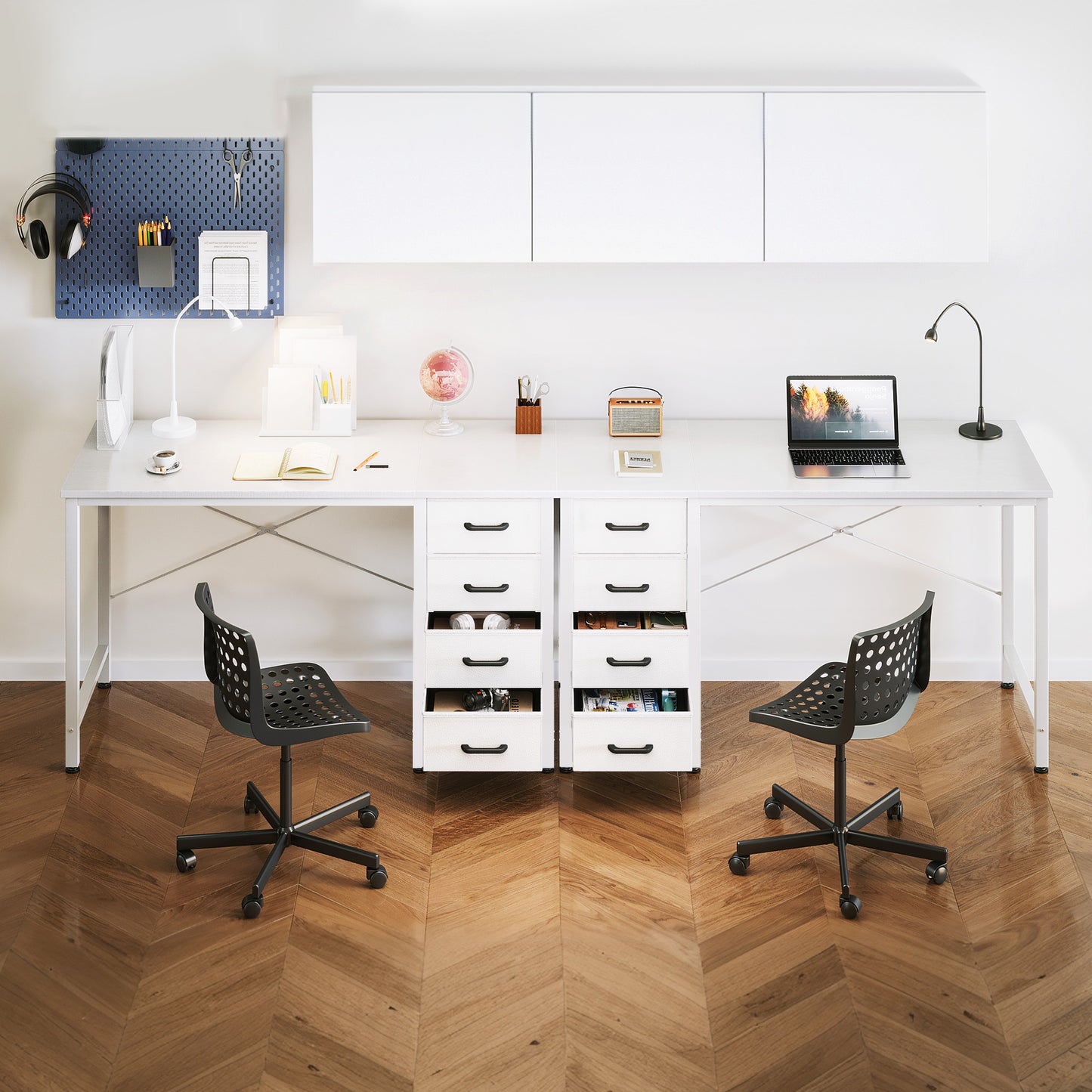 Casacomoda 40 Inch Computer Desk with Drawers , Study Table for Student, Writing Desk for Home Office, Small Table with Drawers, White