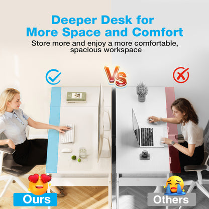 Casacomoda 48" Home Office Desk with 6 Drawers, Small Space Computer Desk with Reversible Storage, Corner Computer Desk, White