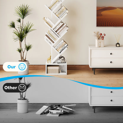 Casacomoda 6-Tier Tree Floor Lamp with Integrated LED Shelving, Modern Display Stand for Living Room & Home Office, White