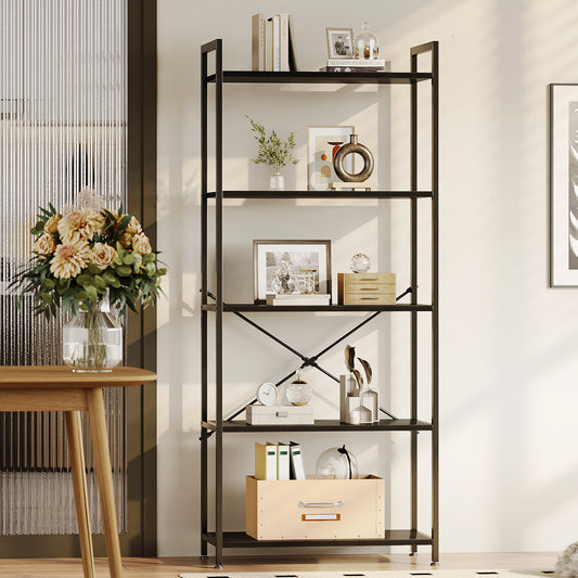 Casacomoda 5-Tier Bookshelf, Freestanding Book Shelf, Home Office Bookcase, Storage Shelving Unit for Bedroom, Living Room, Vintage