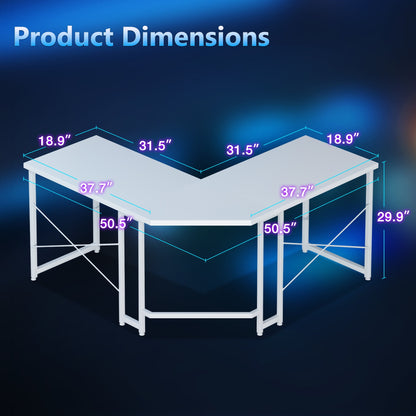 Casacomoda Computer Desk L Shaped, 51 Inch Reversible L Shaped Desk, Gaming Desk, Home Office Desk, Carbon Fiber White