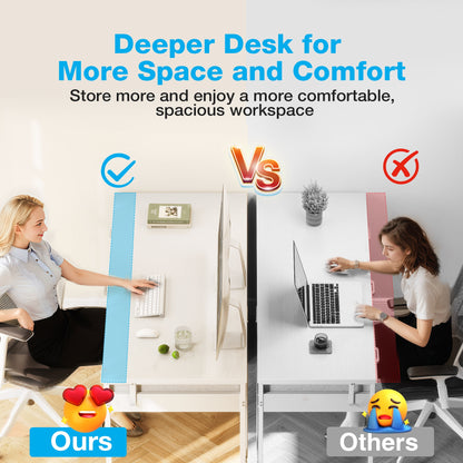 Casacomoda 48" Home Office Desk with 6 Drawers, Modern Computer Desk with Small Space, Corner Computer Desk, Pure White