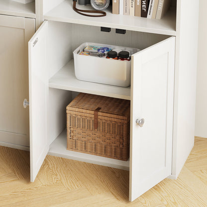 Casacomoda 6-Tier Bookcase with Cabinet, Modern Bookshelf for Home Office, Living Room or Bedroom, Easy Assembly & Stable Structure, White