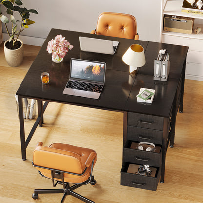 Casacomoda Computer Desk with 4 Storage Drawers , Writing Desk for Home Office, Study Work Table for Bedroom and Small Space, Black