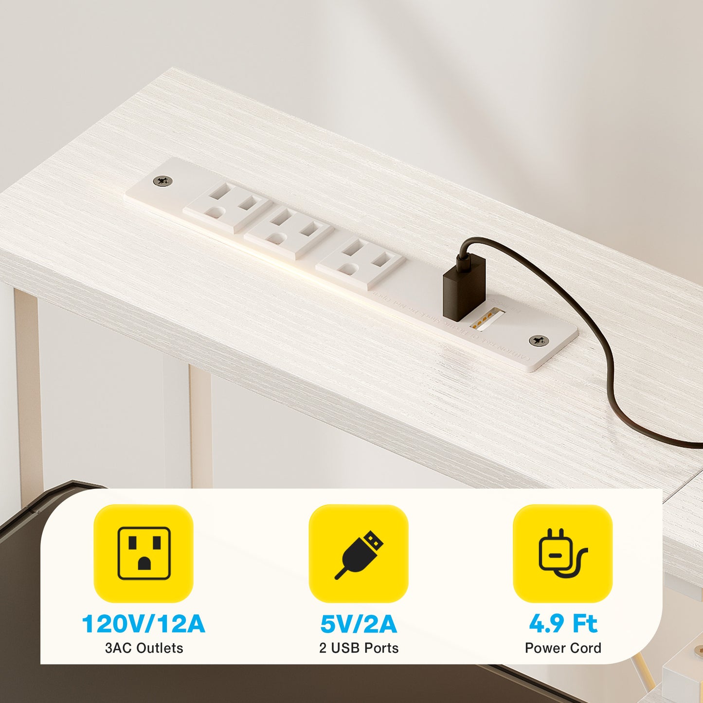 Casacomoda 55 Inch Computer Desk with USB Ports and Power Outlets, Printer Shelf, 4 Drawers & Storage Shelf, Home Office Desks, White