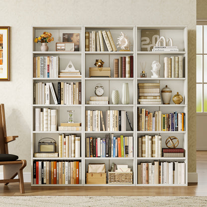 Casacomoda Tall Bookcase, Bookshelf, 6-Tier Display Storage Shelf, Space-Saving Bookshelf for Living Room, Bedroom, Home Office, White