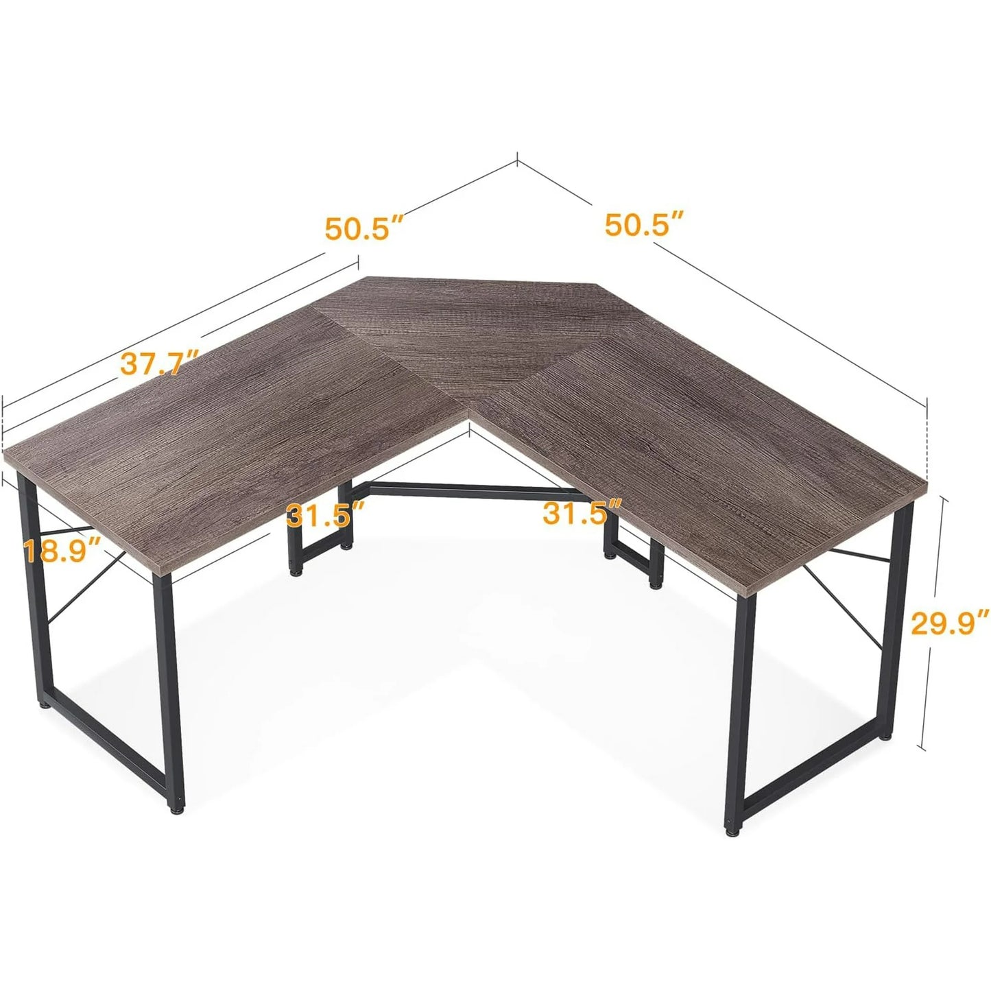 Casacomoda Computer Desk L Shaped, 51” Reversible L Shaped Computer Desk with Monitor Stand, Home Office Desk, Gray Oak