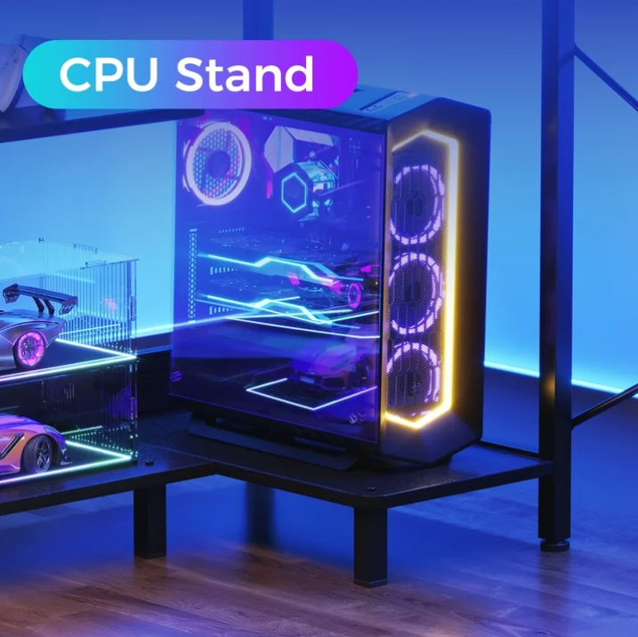 40 inch Small Office Desk with Storage Shelve, Student Writing Table for Small Spaces, Headphone Hooks, Black