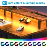 Casacomoda 48 inch Gaming Desk with LED Lights & Power Outlets, Computer Desk with Monitor Stand & Storage Sheves, CPU Stand, Home Office Desk, Vintage
