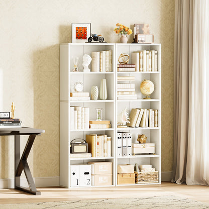 Casacomoda Tall Bookcase, Bookshelf, 5-Tier Display Storage Shelf, Space-Saving Bookshelf for Living Room, Bedroom, Home Office, White