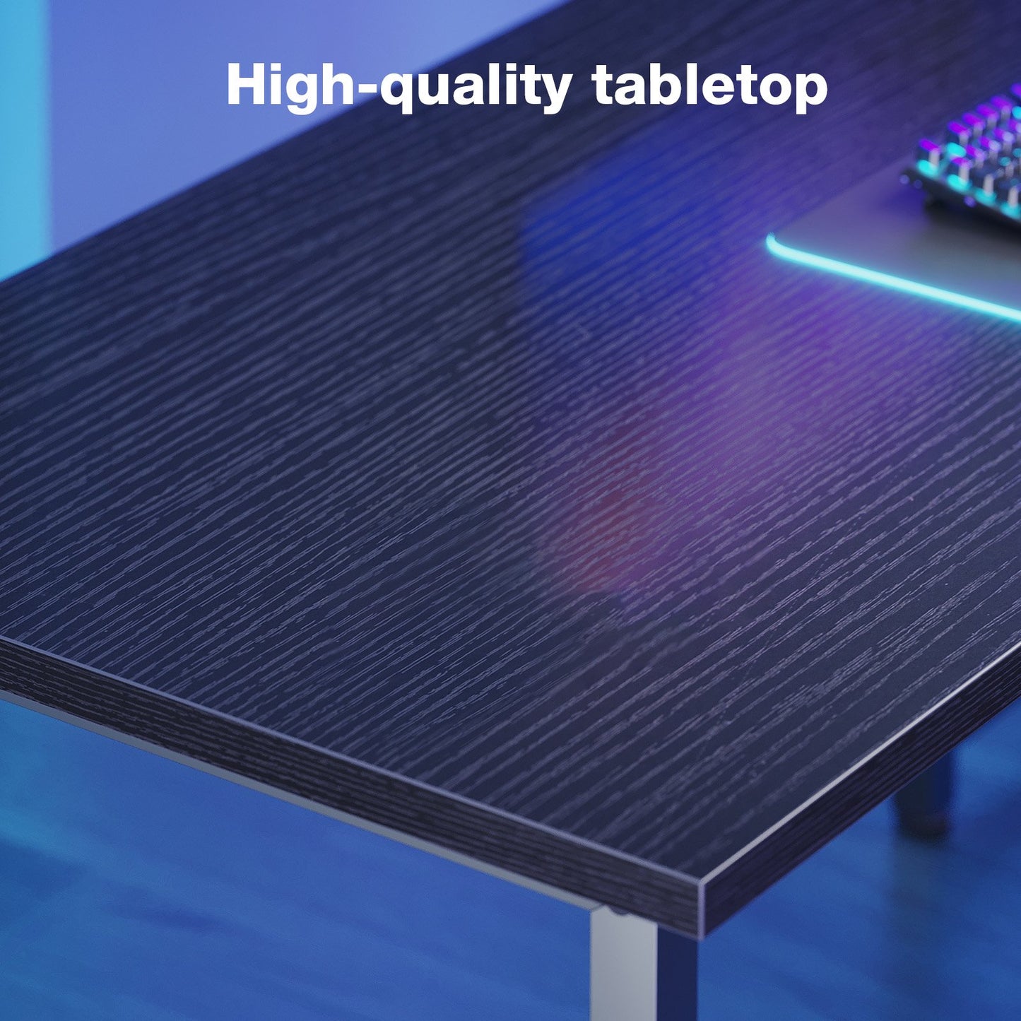 Casacomoda 51 Inch L Shaped Gaming Desk with LED Lights & CPU Platform, Reversible Computer Desk with Display Shelves, L Desk with Storage Bag for Game, Black