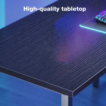 Casacomoda 51 Inch L Shaped Gaming Desk with LED Lights & CPU Platform, Reversible Computer Desk with Display Shelves, L Desk with Storage Bag for Game, Black