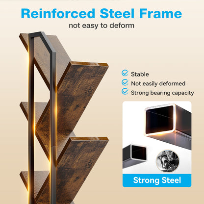 Casacomoda 6-Tier Tree Floor Lamp with Integrated LED Shelving, Modern Display Stand for Living Room & Home Office, Vintage