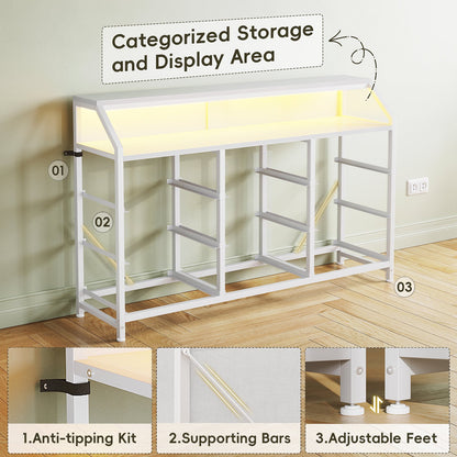 Casacomoda 55 inch Dresser with LED Lights, Dresser for Bedroom with 9 Storage Drawers, White