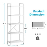 Casacomoda 5-Tier Bookshelf, Freestanding Book Shelf, Home Office Bookcase, Storage Shelving Unit for Bedroom, Living Room, White