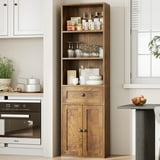 5-Tier Bookcase with Drawer and Cabinet, Modern Bookshelf for Home Office, Living Room or Bedroom, Easy Assembly & Stable Structure, Vintage