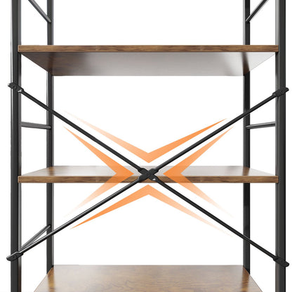 Casacomoda 4-Tier Etagere Bookcase, 47.2" H × 23.6" W, Industrial 4-Shelf Storage Rack, Black