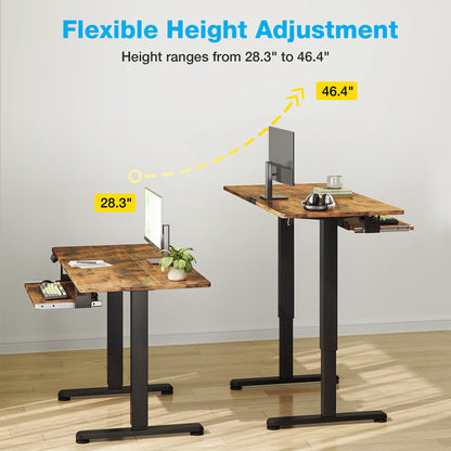 Casacomoda Electric Standing Desk with Keyboard Tray, 35 inch Adjustable Height Standing Desk for Home Office, Rustic Brown