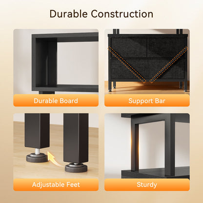 Casacomoda 3-Drawer Bookshelf, 5-Tier Wood & Metal Bookcase with Storage Drawers, Freestanding Office Shelves for Living Room, Bedroom, Home Office Organizer, Black