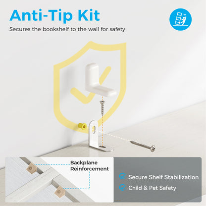 Casacomoda 6-Tier Bookcase with Cabinet, Modern Bookshelf for Home Office, Living Room or Bedroom, Easy Assembly & Stable Structure, White