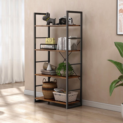 Casacomoda 4-Tier Etagere Bookcase, 47.2" H × 23.6" W, Industrial 4-Shelf Storage Rack, Black