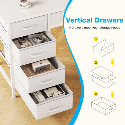 Casacomoda 40" Home Office Desk with 6 Drawers, Modern Computer Desk with Small Space, Corner Computer Desk, Pure White