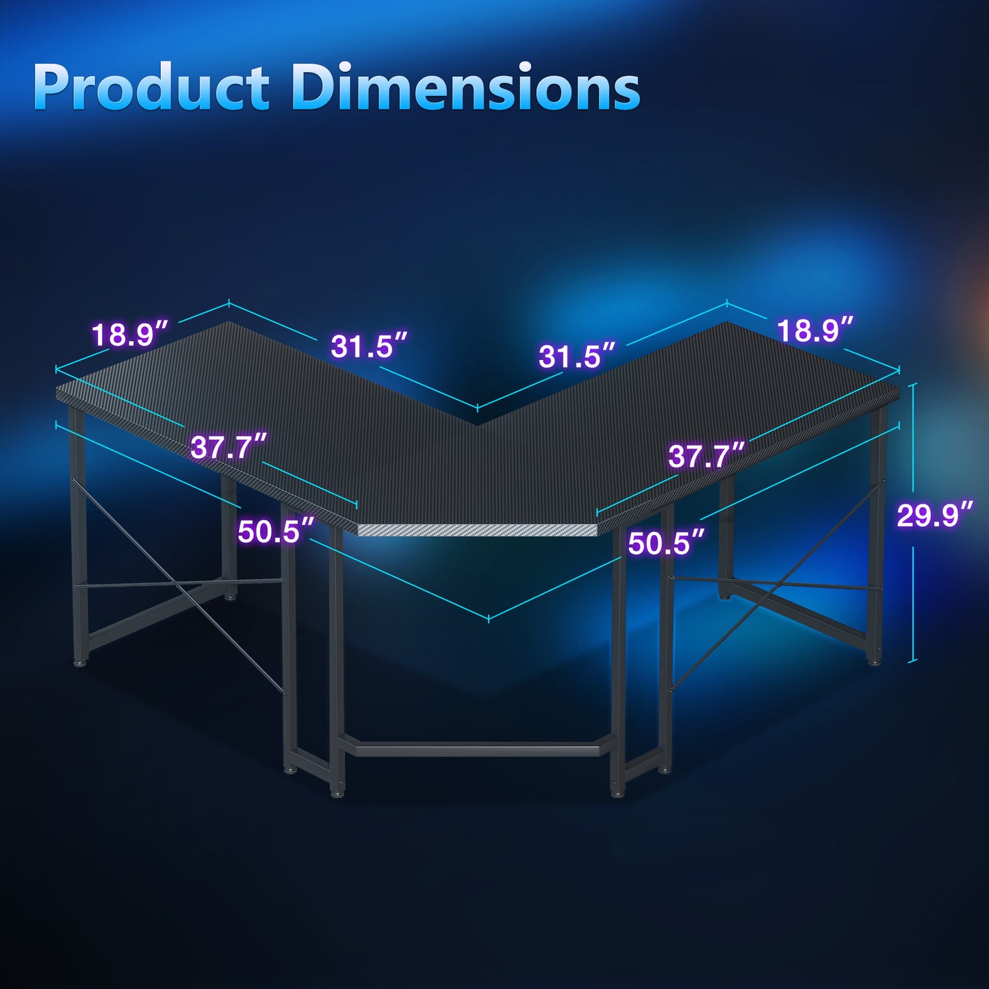 Casacomoda Computer Desk L Shaped, 51” Reversible L Shaped Computer Desk with Monitor Stand, Home Office Desk, Black