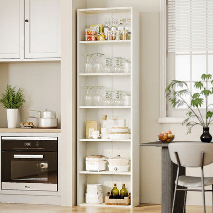 Casacomoda 6-Tier Tall Bookcase, Display Storage Bookshelf set of 2, Space-Saving Bookshelf for Living Room, Bedroom, Home Office, Vintage White, 2-Pack