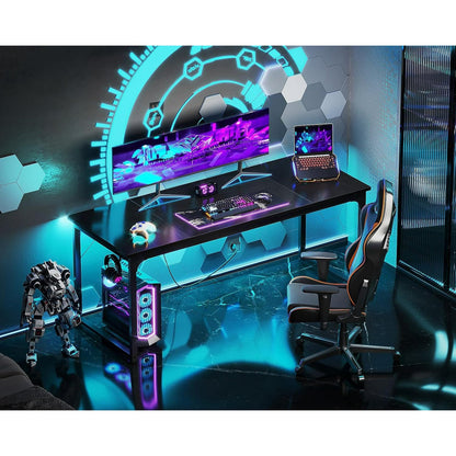 Casacomoda 63 inch Computer Desk with Headphone Hooks, Home Office Desk for Large Spaces, Simple Modern Desk for Studying & Writing, Black