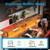 Casacomoda 48 inch Gaming Desk with LED Lights & Power Outlets, Computer Desk with Monitor Stand & Storage Sheves, CPU Stand, Home Office Desk, Vintage