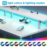 Casacomoda 48 inch Gaming Desk with LED Lights & Power Outlets, Computer Desk with Monitor Stand & Storage Sheves, CPU Stand, Home Office Desk, White