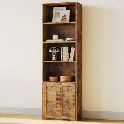 Casacomoda 6-Tier Bookcase with Cabinet, Modern Bookshelf for Home Office, Living Room or Bedroom, Easy Assembly & Stable Structure, Vintage