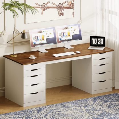 Casacomoda 55" Home Office Desk with 10 Drawers, Large Writing Desk with Storage