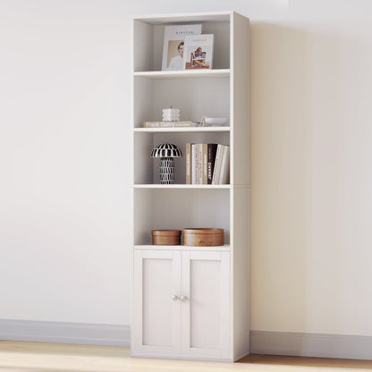 Casacomoda 6-Tier Bookcase with Cabinet, Modern Bookshelf for Home Office, Living Room or Bedroom, Easy Assembly & Stable Structure, White