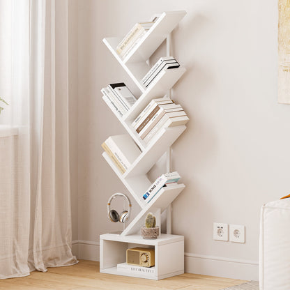 Casacomoda 6-Tier Tree Floor Lamp with Integrated LED Shelving, Modern Display Stand for Living Room & Home Office, White