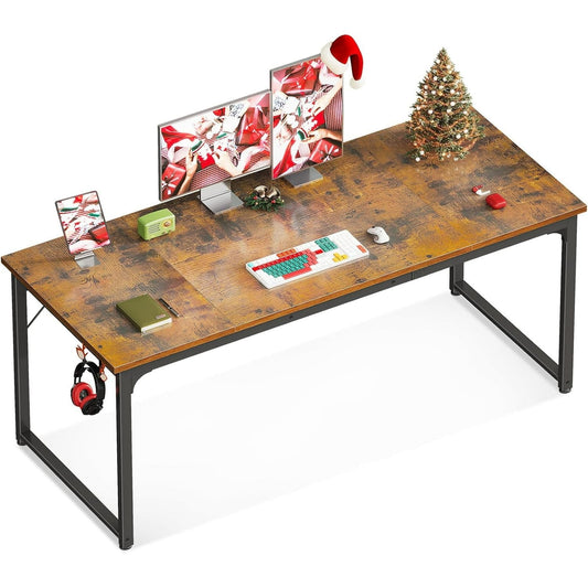 Casacomoda 63 inch Computer Desk with Headphone Hooks, Home Office Desk for Large Spaces, Simple Modern Desk for Studying & Writing, Vintage