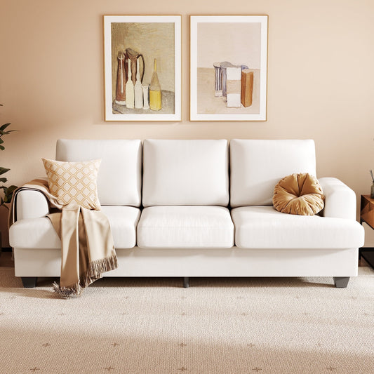 Casacomoda 89" Modern 3-Seater Sofa, Comfy Couches for Living Room, Chenille Sofas for Small Space, Easy Assembly, Beige