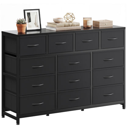 Casacomoda Dresser with 13 Storage Drawers, 55-Inch Long Dressers for Bedroom, Large Dressers TV Stand, Black