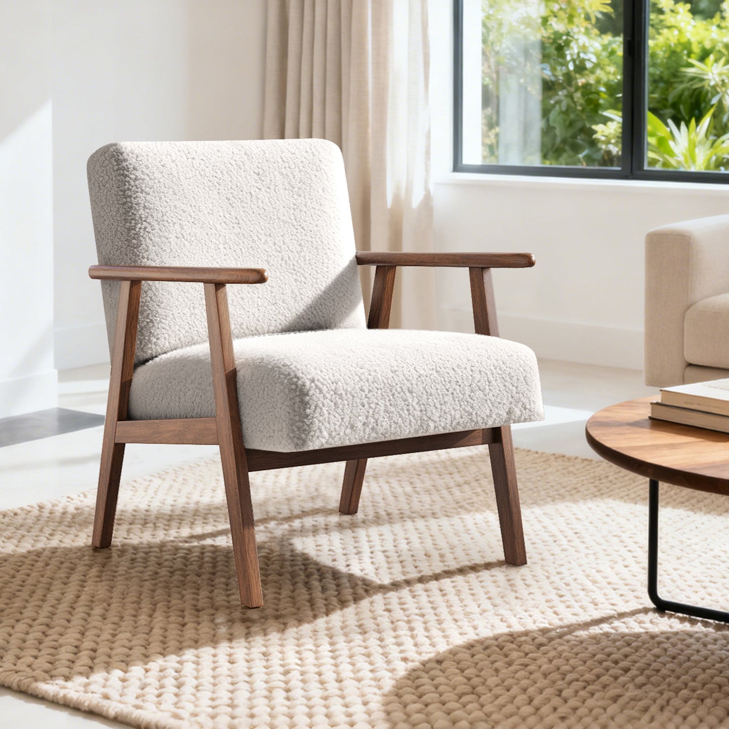 Casacomoda Teddy Velvet Accent Chair for Bedroom, Living Room Chair with Solid Wood Legs, Reading Arm Chair with Soft Cushion for Adults, White