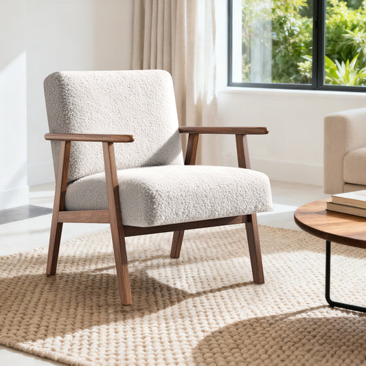 Casacomoda Teddy Velvet Accent Chair for Bedroom, Living Room Chair with Solid Wood Legs, Reading Arm Chair with Soft Cushion for Adults, White