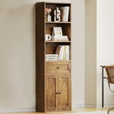 5-Tier Bookcase with Drawer and Cabinet, Modern Bookshelf for Home Office, Living Room or Bedroom, Easy Assembly & Stable Structure, Vintage