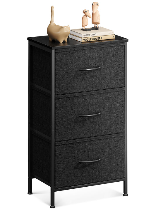 Casacomoda Dresser for Bedroom Nightstand Small Dresser Chest of Drawers End Table for Living Room, Closet Dresser with 3 Storage Drawers Organizer Clothes, Black