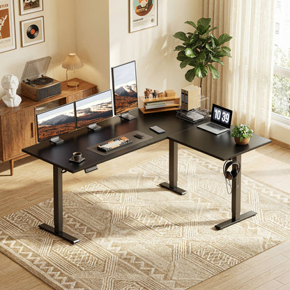 L Shaped Standing Desk 63 x 47 inch, Height Adjustable Electric Corner Standing Desk, Sit-Stand Computer Desk for Home Office, Black