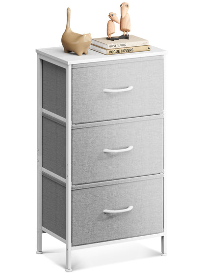 Casacomoda Dresser for Bedroom Nightstand Small Dresser Chest of Drawers End Table for Living Room, Closet Dresser with 3 Storage Drawers Organizer Clothes, Light Grey