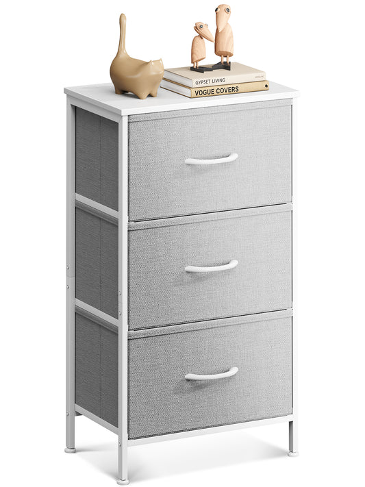 Casacomoda Dresser for Bedroom Nightstand Small Dresser Chest of Drawers End Table for Living Room, Closet Dresser with 3 Storage Drawers Organizer Clothes, Light Grey