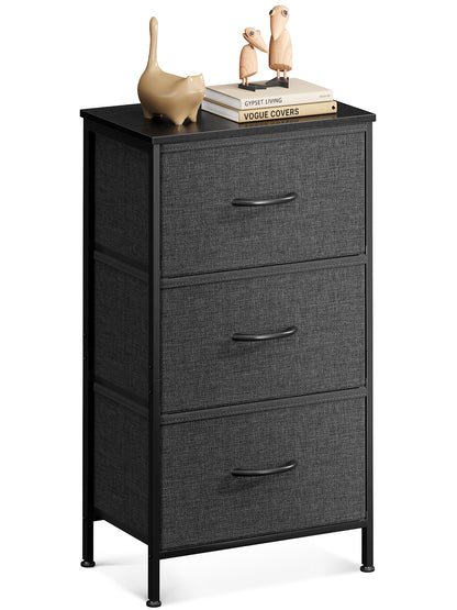 Casacomoda Dresser for Bedroom Nightstand Small Dresser Chest of Drawers End Table for Living Room, Closet Dresser with 3 Storage Drawers Organizer Clothes, Dark Grey