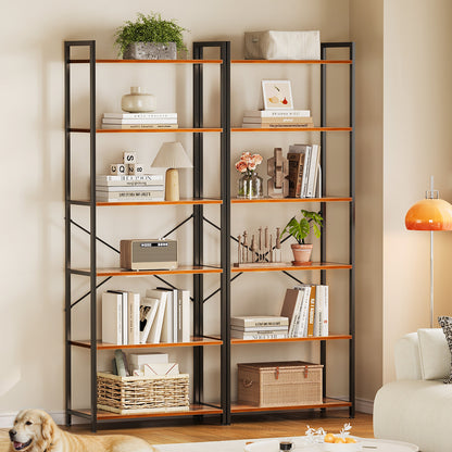 6-Tier Bookshelf, Tall Book Shelf, Home Office Bookcase for Bedroom, Living Room, Storage Shelf, Vintage