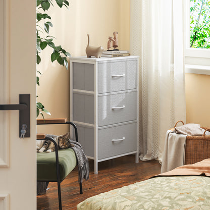 Casacomoda Dresser for Bedroom Nightstand Small Dresser Chest of Drawers End Table for Living Room, Closet Dresser with 3 Storage Drawers Organizer Clothes, Light Grey