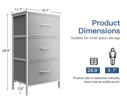 Casacomoda Dresser for Bedroom Nightstand Small Dresser Chest of Drawers End Table for Living Room, Closet Dresser with 3 Storage Drawers Organizer Clothes, Light Grey